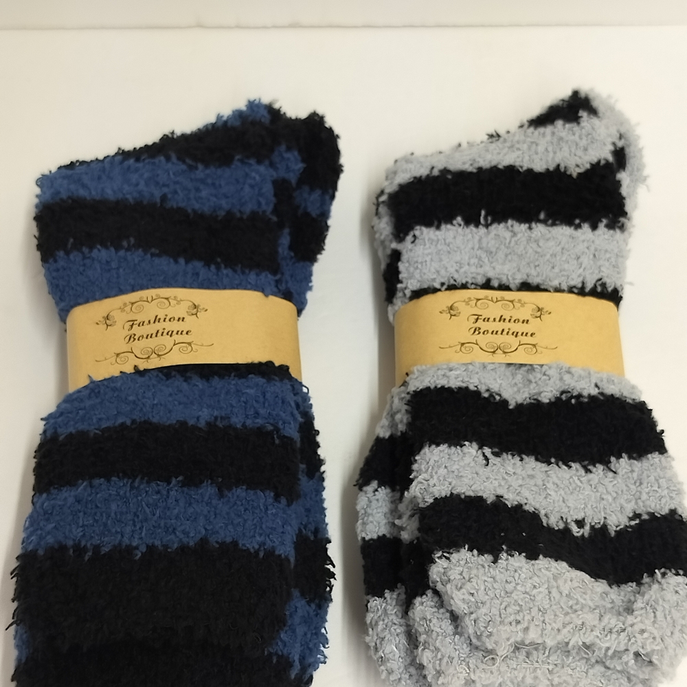 Men's Striped Socks - Blue and Gray